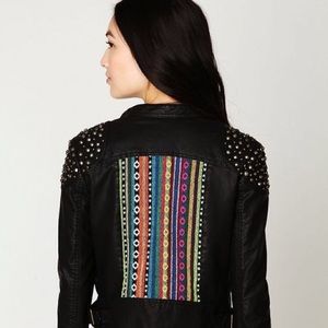 Free People Embellished Vegan Motorcycle Jacket